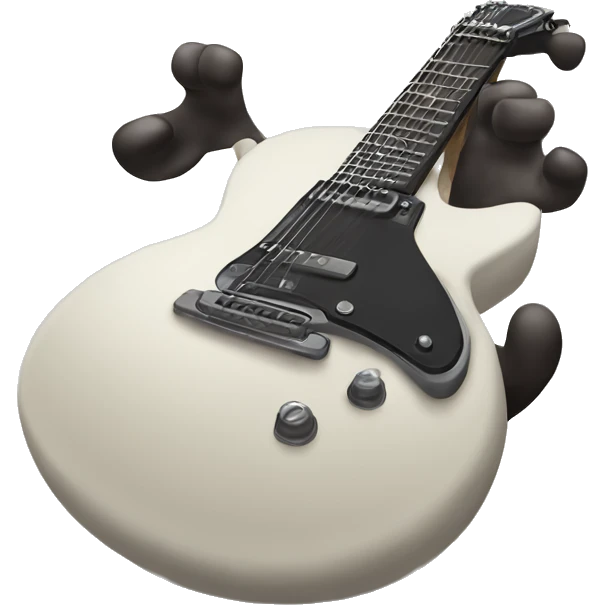 guitar with hand behind it making rock & roll gesture emoji