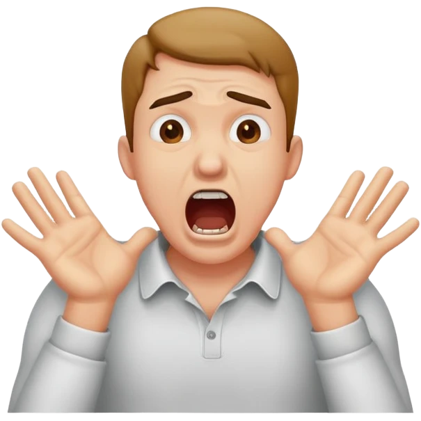man chocking himself with hands and screaming emoji
