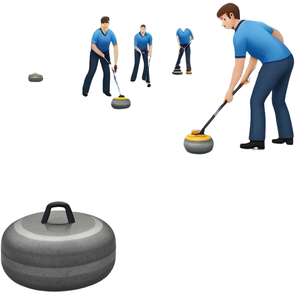 An icon showing a curling match on an indoor ice stadium, with a polished curling stone gliding toward the target and players sweeping. Spectators watch from stands, and flags hang above the rink. Transparent background highlights strategy and focus in the sport of curling. emoji