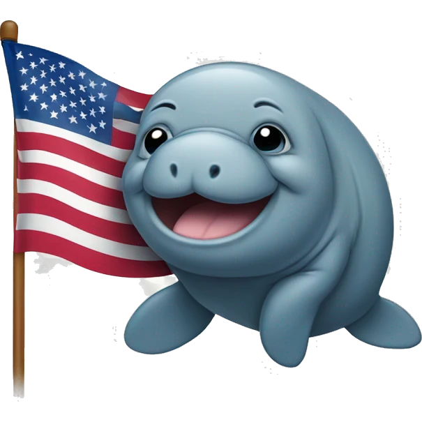Manatee holds an American flag emoji