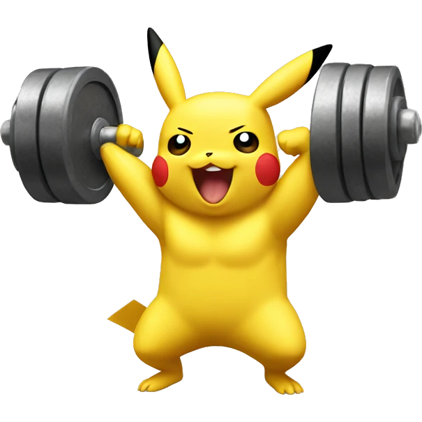 Pikachu cheering a bodybuilder in training  emoji