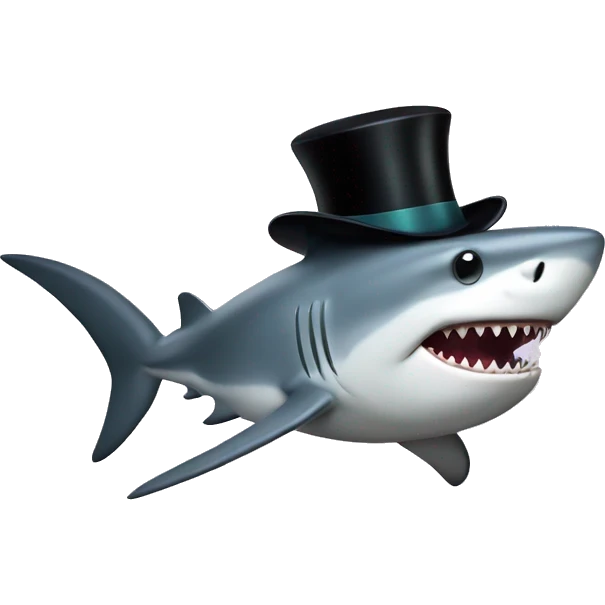 Shark with a top hat emoji