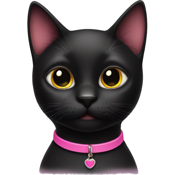 Black cat with pink collar emoji