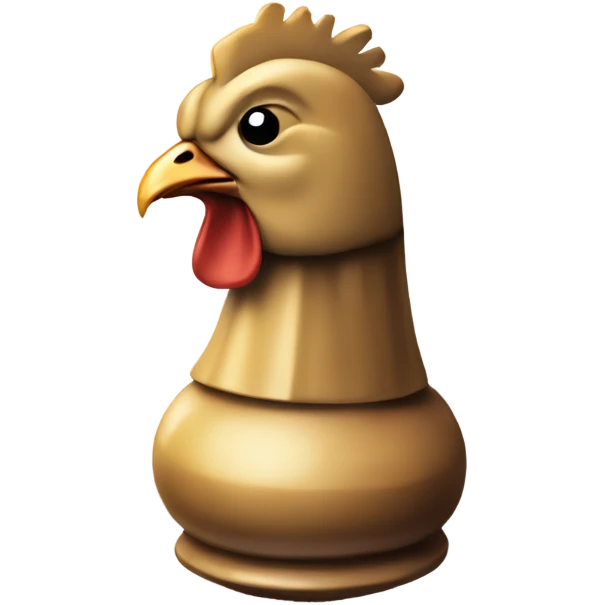 A chess piece with the classic top but a chicken bottom  emoji