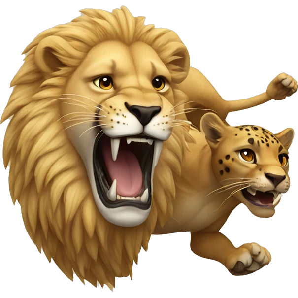Lion attacking a jaguar emoji