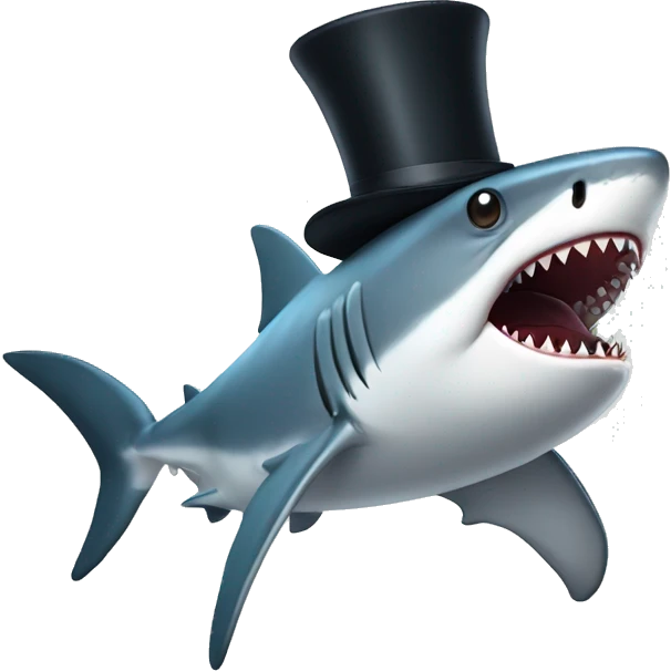 Shark with a top hat emoji