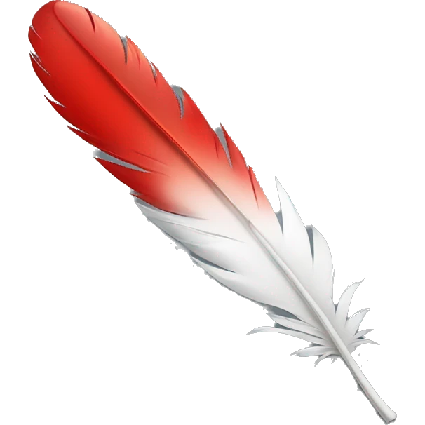 feather with red drop emoji