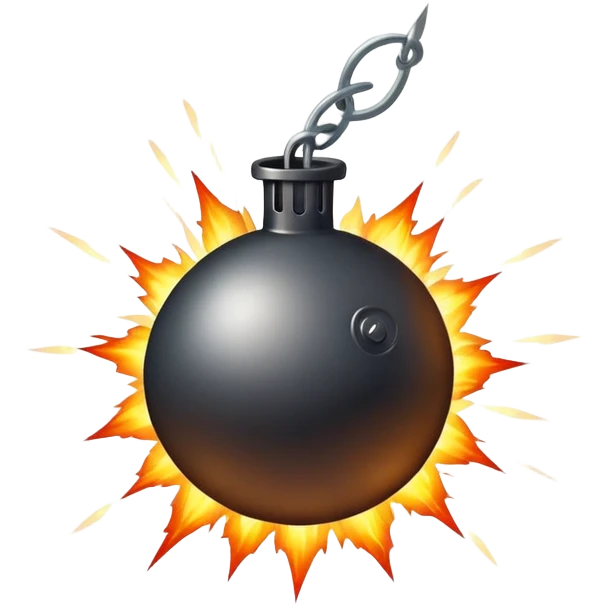 bomb about to explode, bright sparks emoji