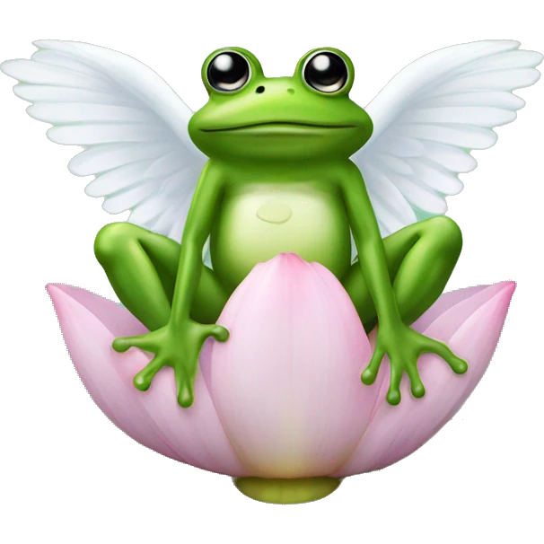 Frog on a Water-Lily with a Angel emoji
