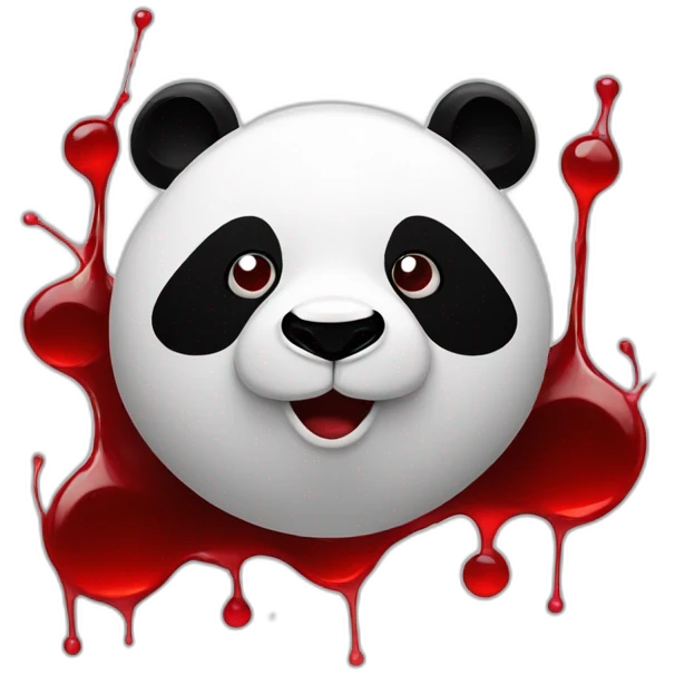 Panda With dark Red Liquid splats on face emoji