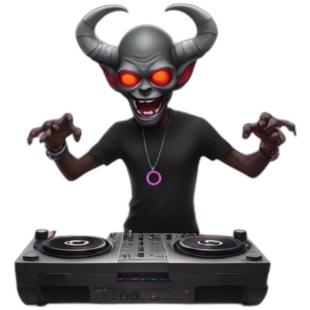 demon djing on double turntable  emoji