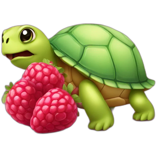 Pink turtle eating raspberry emoji