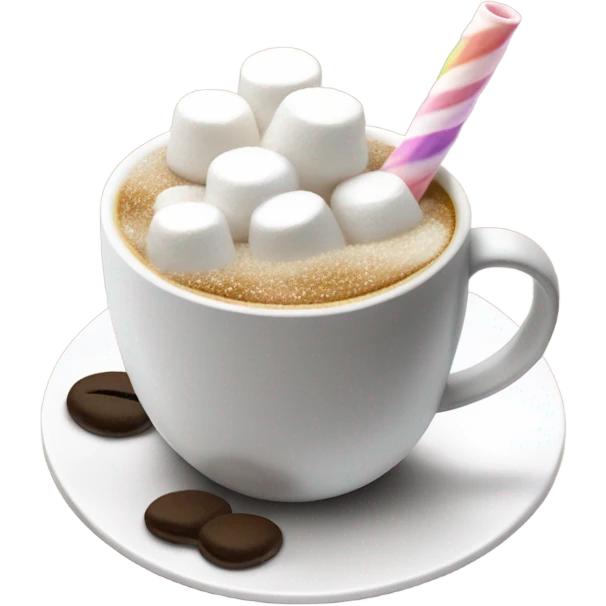 cup of coffee with marshmellows and straw emoji
