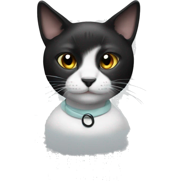 black and white cat with the letter m on its forehead emoji