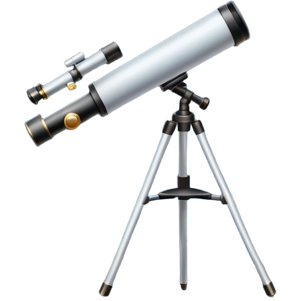 An icon featuring a telescope, stars, and a planet, symbolizing astronomy. The design includes a crescent moon, distant galaxies, and constellations, representing the study of space and celestial bodies. Transparent background highlights the exploration of the universe and cosmic phenomena. emoji