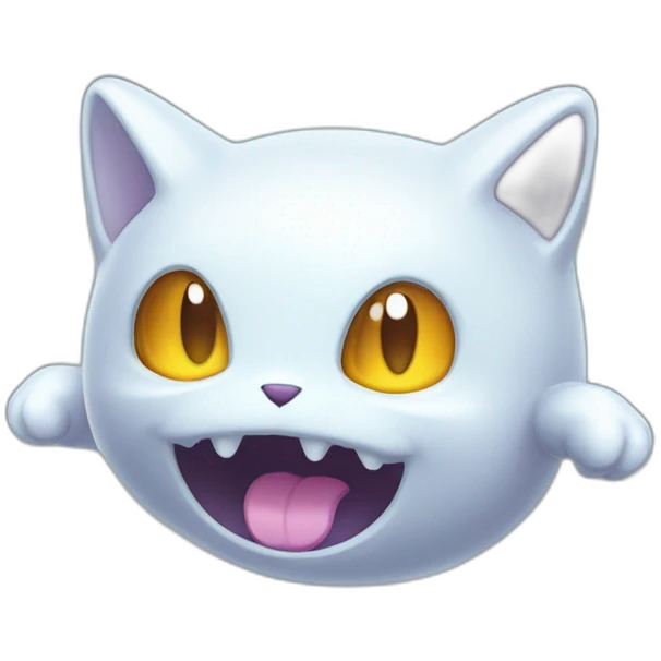 spooky cartoon ghost kitty like pokemon floating in the air emoji