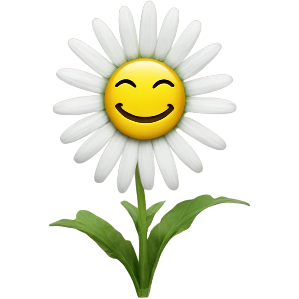 A smiley face on a daisy flower emoji