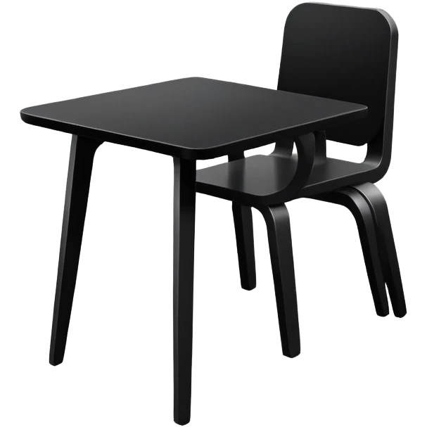 A simple black-and-white (not grayscale) wooden table icon, same angle and shape as the ‘🪑’ chair emoji style, solid black shapes on a white background, minimal detail emoji