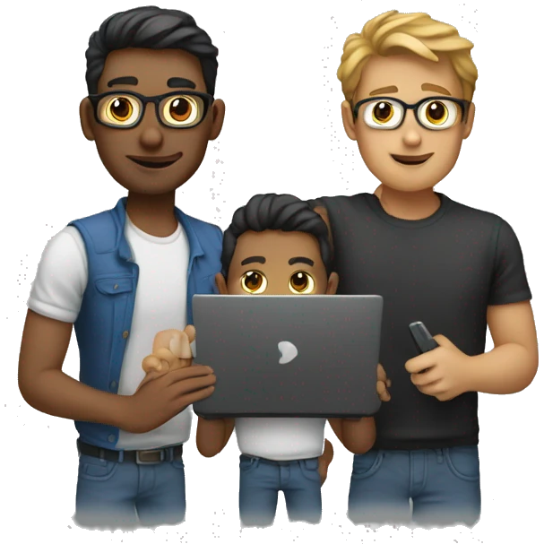 group of developers with a laptop emoji