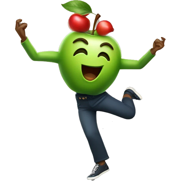 a dancing apple emoji