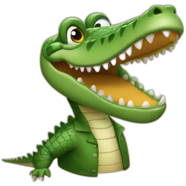 crocodile wearing a bob wig emoji