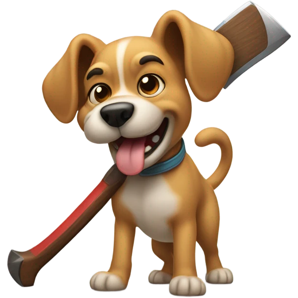 Dog throwing an axe emoji