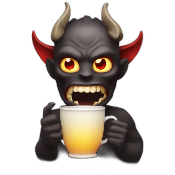 Demon with cup in hand emoji