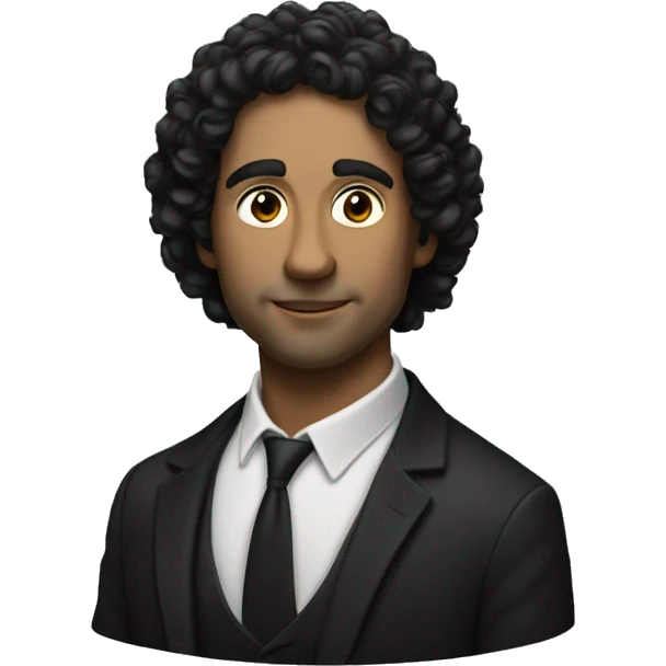 music director with dark curly hair and burkenstocks emoji