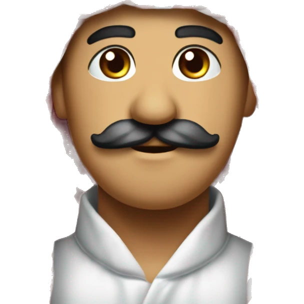  Oval face, expressive eyes, prominent nose, and a neat mustache with a composed look. Wears a traditional red-checkered shemagh and white thobe, exuding a dignified presence. emoji