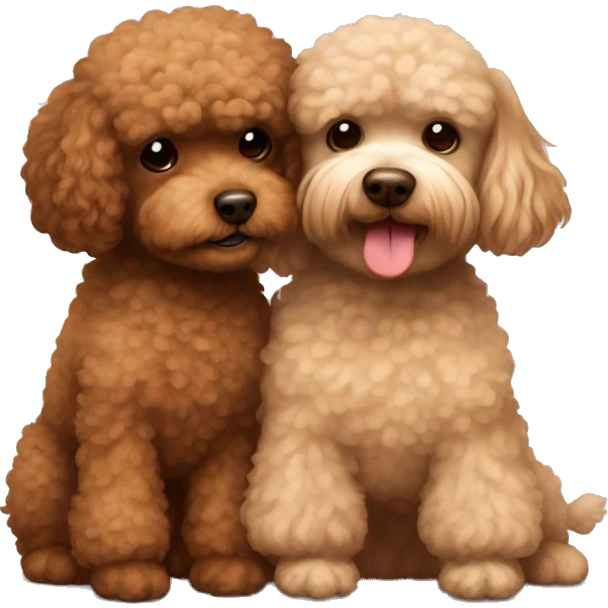 Brown tiny poodle and light brown shitzu hugging emoji