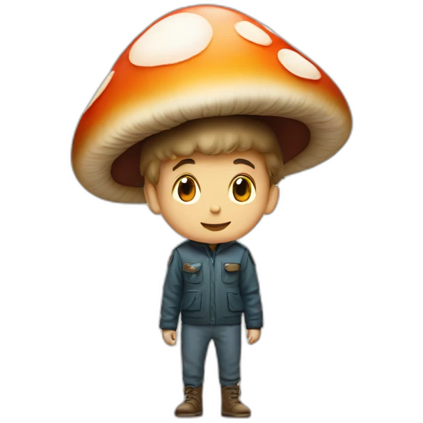 A mushrooms boy in à mushroom universes emoji