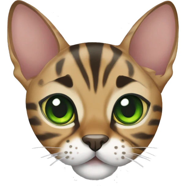 bengal cat with green eyes with a red bow emoji