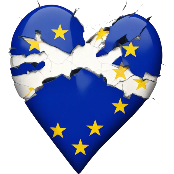 Broken heart with EU flag cracked emoji