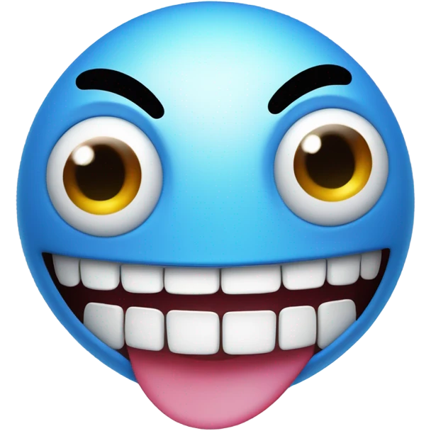 eyes crossed out smiling with teeth and tongue sticking out blue emoji
