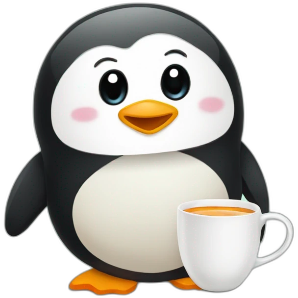 Cute Penguin drinking tea emoji