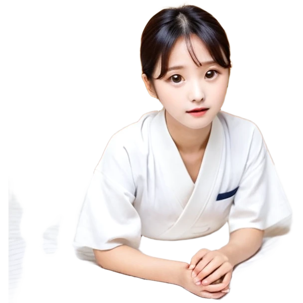 검정머리에 책읽고있는 여자. 해줘. 그리고 그 책으로 얼굴 반은 가린듯한 머리는 약간 파마 앞머리 없고 그리고 너무 무섭게 말고 책 읽는다고 얼굴 반은 가린듯한 책은 흰색에 보라색 노란색 섞여있고. 약간 미소 emoji