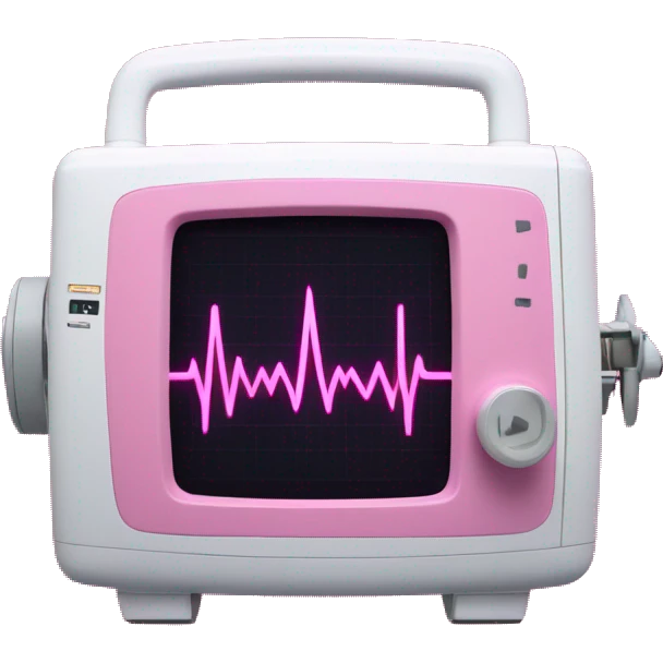 Pink ekg machine with ekg on screen emoji