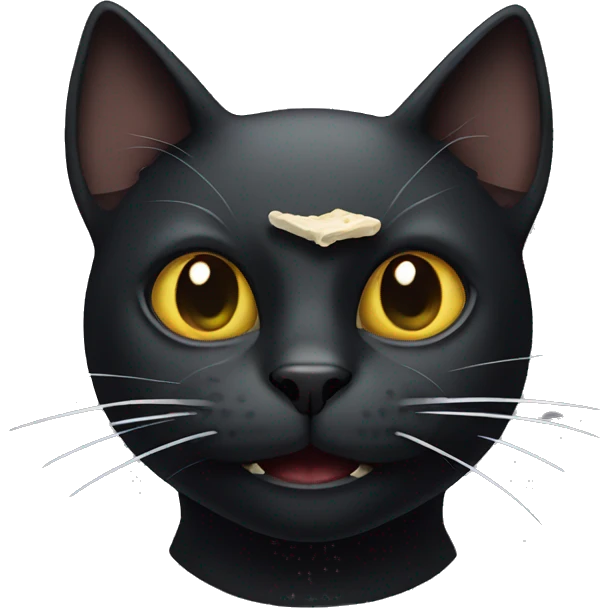 Black cat with a joint in mouth emoji