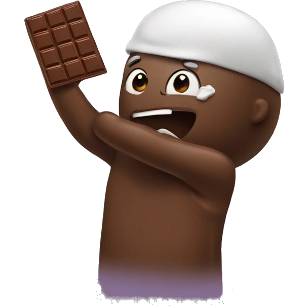Hitting a chocolate bar with just a hand emoji