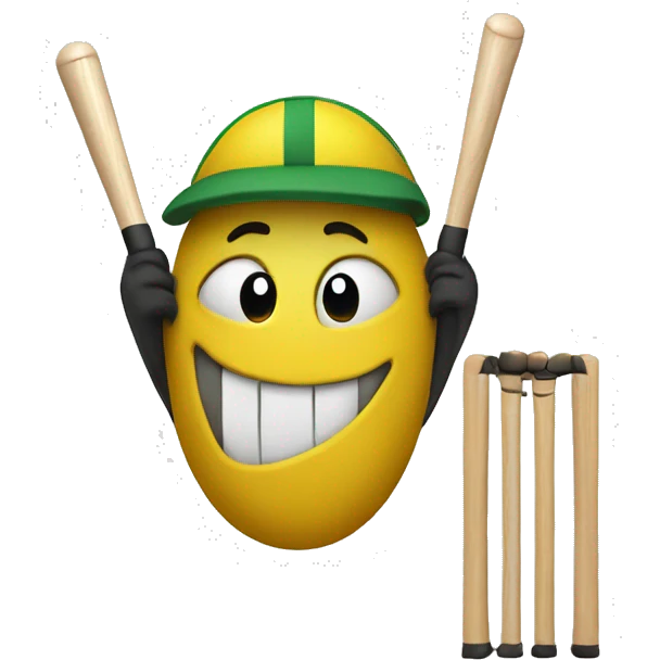 Smiley playing cricket emoji
