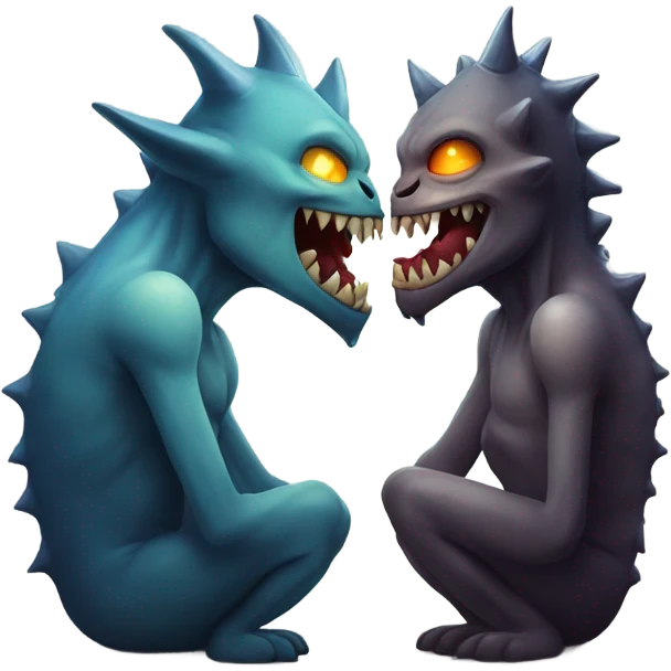 Two terrifying creatures smooching emoji