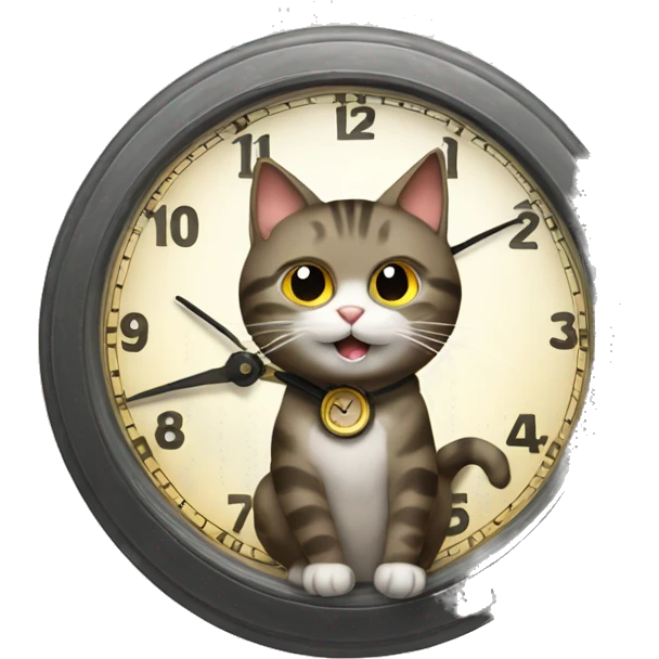 cat riding a clock emoji