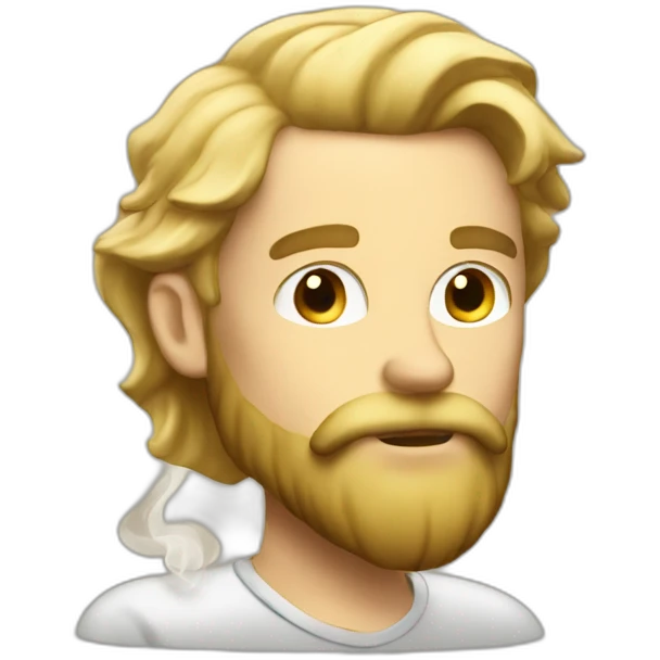 Blond man bearded smoking hazelnut emoji