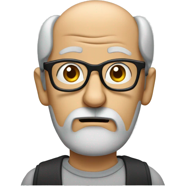 Old thin man with glasses and beard, confused by technology emoji