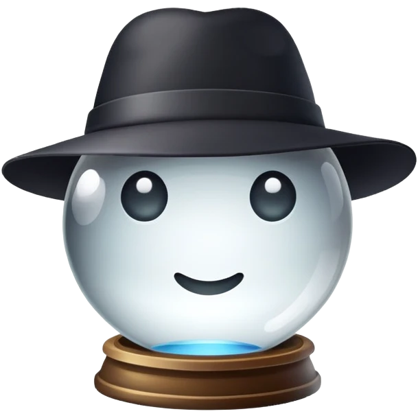 Crystal ball with a vision of a hat inside  emoji
