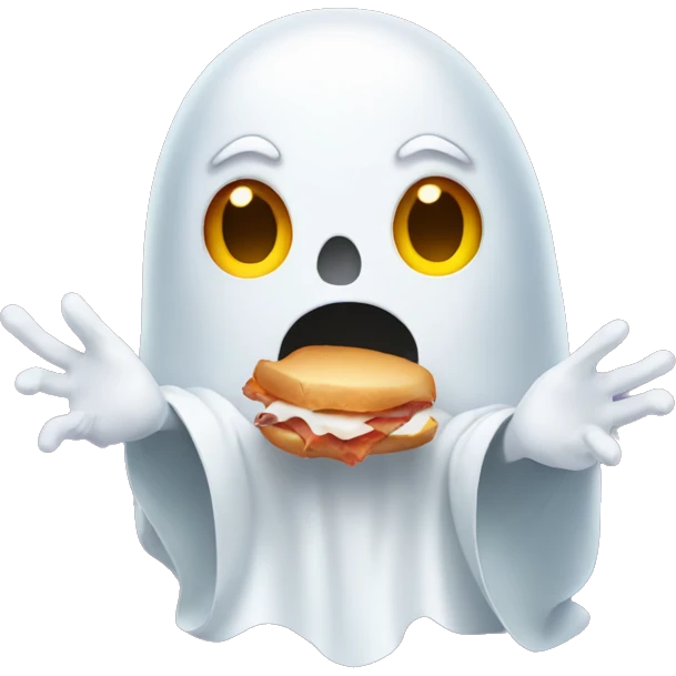 A ghost holding eggs and bacon emoji