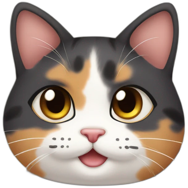 cute calico cat with chubby cheeks emoji