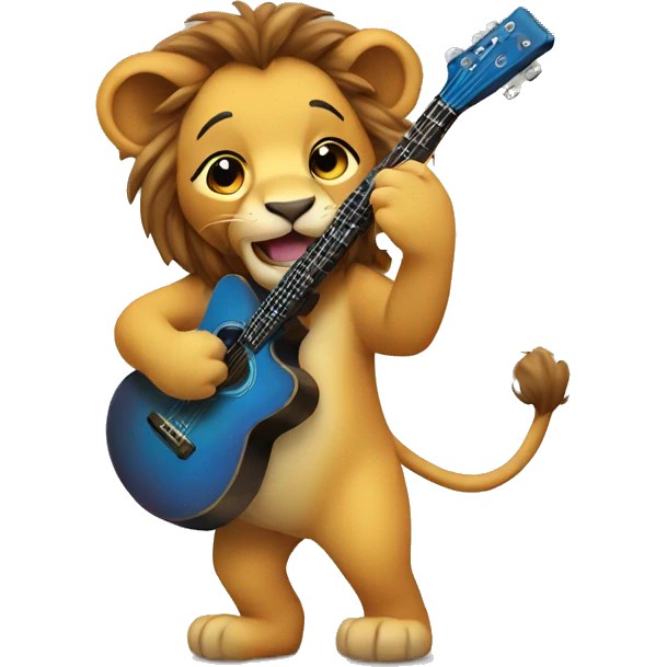 Cute lion playing guitar emoji