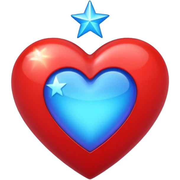 A holographic red heart with a blue star inside emoji