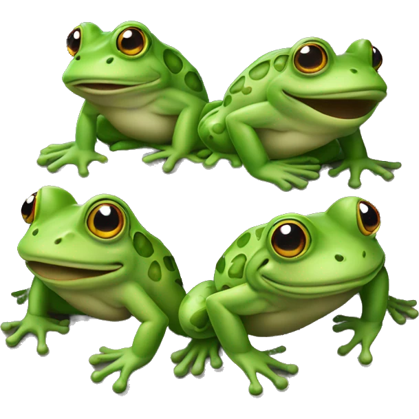 three frogs hopping on a rock emoji